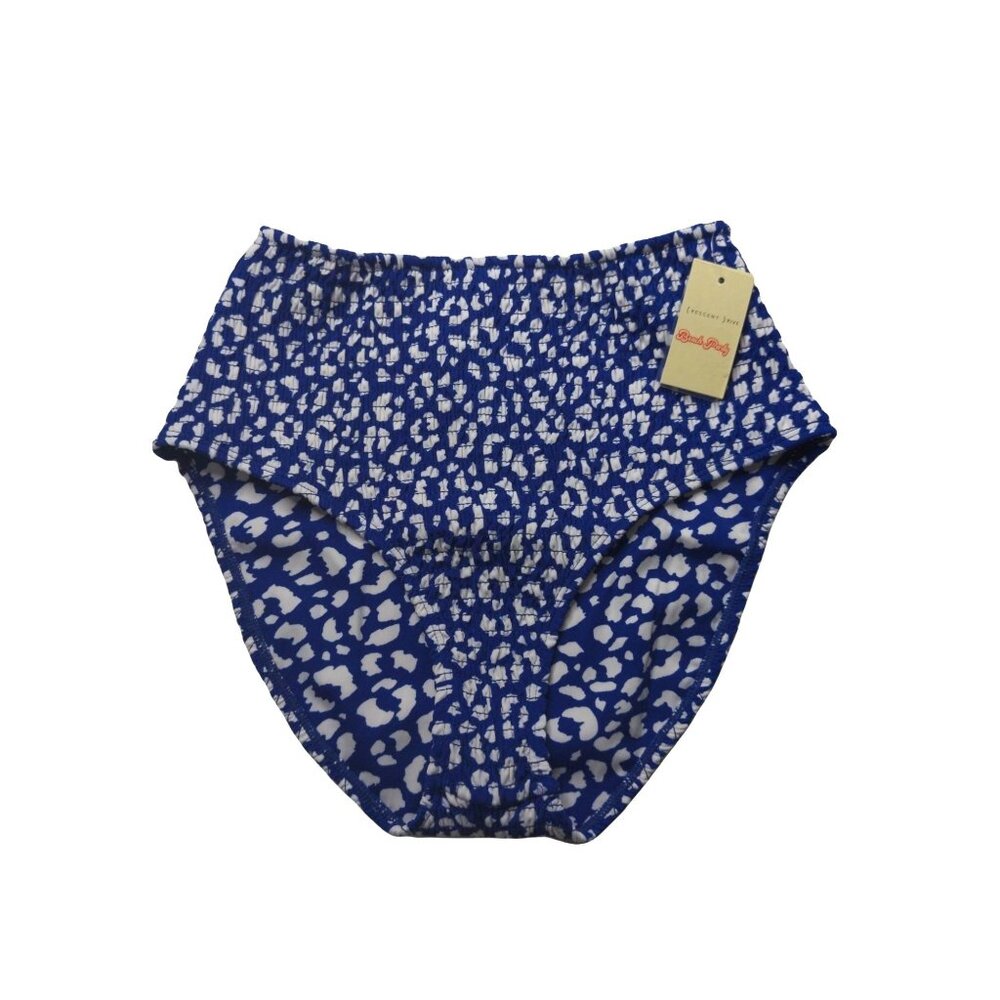 Crescent Drive High Waist Bikini Swimsuit Bottom Womens S Blue Cheetah Print New